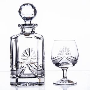 ONTE CRYSTAL Sada na rum (brandy) se skleničkami 280ml, Mašle - okno na pískování