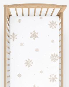 Goldea bavlněné napínací prostěradlo do dětské postýlky - sněhové vločky na bílé 60 x 120 cm
