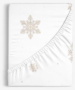 Goldea bavlněné napínací prostěradlo - sněhové vločky na bílé 80 x 160 cm