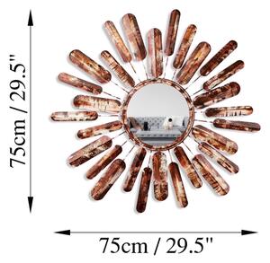 Nástěnné zrcadlo SUN pr. 75 cm hnědá