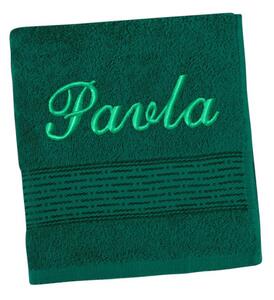 Bellatex Froté ručník proužek s výšivkou jména 50x100 cm tm.Zelená
