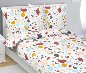 Bellatex Povlečení flanelové Mozaika Modrá,Cihlová,Bílá rozměr 140x200, 70x90 cm