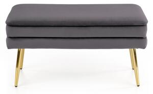Prošívaná lavice s úložným prostorem VELVA 37x78 cm šedá/zlatá