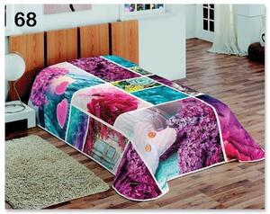 Barevné přehozy na postele s motivem fialovýho a ružového orgoanu