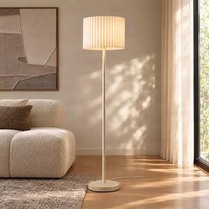Lindby Stojací lampa Libbie, béžová, výška 150 cm, plátno, E27, Krémová / jantar, Obývací pokoj / jídelna, Textil / tkanina / hedvábí, Skandinávský