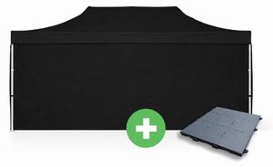 Nůžkový stan 3x6m ALU PREMIUM SET - plné bočnice + podlaha barva Černá
