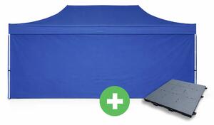 Nůžkový stan 3x6m ALU PREMIUM SET - plné bočnice + podlaha barva Modrá