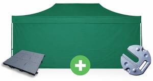 Nůžkový stan 4x8m ALU PREMIUM SET - plné bočnice + podlaha + závaží barva Zelená