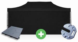 Nůžkový stan 3x6m ALU PREMIUM SET - plné bočnice + podlaha + závaží barva Černá