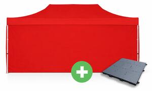 Nůžkový stan 3x6m ALU PREMIUM SET - plné bočnice + podlaha barva Červená