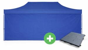 Nůžkový stan 4x8m ALU PREMIUM SET - plné bočnice + podlaha barva Modrá