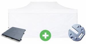 Nůžkový stan 4x8m ALU PREMIUM SET - plné bočnice + podlaha + závaží barva Bílá