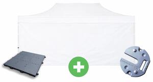 Nůžkový stan 3x6m ALU PREMIUM SET - plné bočnice + podlaha + závaží barva Bílá