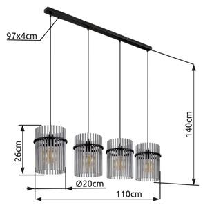 Globo 15698-4H - Lustr na lanku GORLEY 4xE27/60W/230V černá