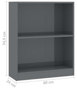 Knihovna Baxter - dřevotříska - 60x24x74,5 cm | šedá s vysokým leskem
