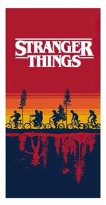 Jerry Fabrics dětská plážová osuška STRANGER THINGS, červeno-modrá, froté, 70x140cm