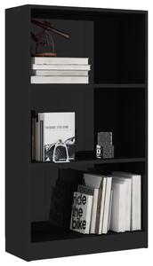 Knihovna Anabel - 3 police - vysoký lesk černá | 60x24x108 cm
