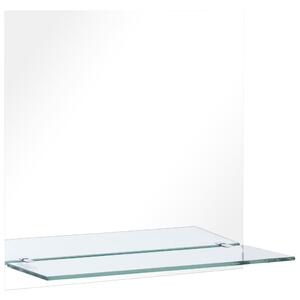 Nástěnné zrcadlo s policí 60 x 60 cm tvrzené sklo