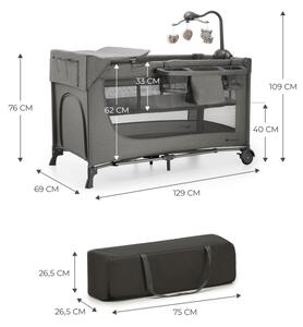 KINDERKRAFT - Cestovní postýlka JOY 2 s doplňky šedá