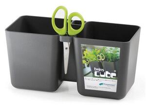 Květináč TWINS CUBE grafit 24,4cm