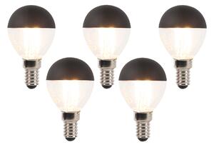 Sada 5 stmívatelných LED vláknových žárovek E14 P45 černé 300lm 2700K