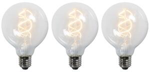 Sada 3 LED žárovek E27 se zkrouceným filamentem G95 čiré 5W 400lm 2200K
