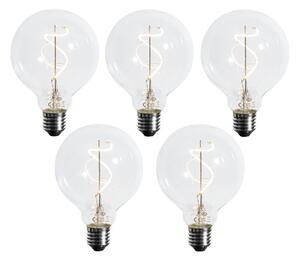Sada 5 ks Stmívatelná LED spirálová žárovka E27 s vláknem G95 4W 270lm 2700K