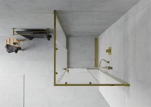 Mexen Rio, čtvercový sprchový kout s posuvnými dveřmi 90 (dveře) x 90 (dveře) x 190 cm, 5mm sklo námraza, zlatý profil, 860-090-090-50-30