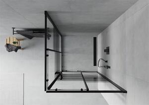 Mexen Rio, čtvercový sprchový kout 80(dveře)x80(dveře)x190 cm, 5mm čiré sklo-vzor pásky, černý profil 860-080-080-70-20