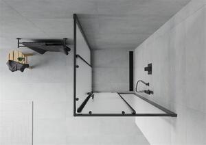 Mexen Rio, čtvercový sprchový kout s posuvnými dveřmi 70 (dveře) x 70 (dveře) x 190 cm, 5mm sklo námraza, černý profil, 860-070-070-70-30