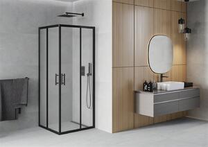 Mexen Rio, čtvercový sprchový kout s posuvnými dveřmi 70 (dveře) x 70 (dveře) x 190 cm, 5mm sklo námraza, černý profil, 860-070-070-70-30