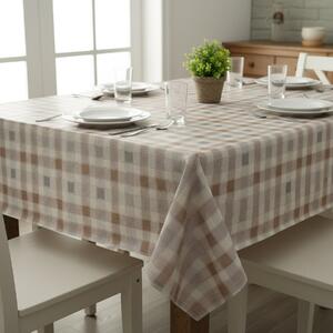 Ubrus PVC s textilním podkladem 1353-01, klasické káro, béžovo-hnědá, š.140cm (metráž)