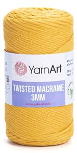 Pletací příze YarnArt TWISTED MACRAME 3mm 796 hořčicově žlutá, jednobarevná, 250g/195m