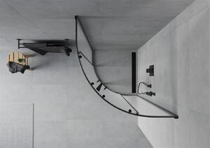 Mexen Rio, čtvrtkruhový sprchový kout s posuvnými dveřmi 70 (dveře) x 70 (dveře) x 190 cm, 5mm sklo námraza, černý profil, 863-070-070-70-30
