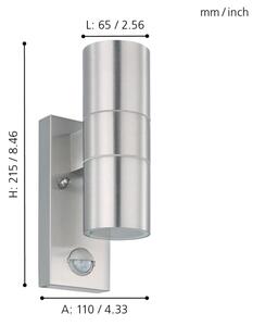 Eglo 79594- LED Venkovní svítidlo se senz. ARAPONGAS 2xGU10/2,8W/230V IP44 chrom
