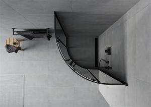 Mexen Rio, čtvrtkruhový sprchový kout s posuvnými dveřmi 80 (dveře) x 80 (dveře) x 190 cm, 5mm šedé sklo, černý profil, 863-080-080-70-40