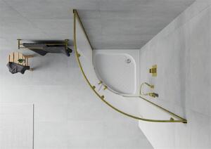 MEXEN - Rio sprchový kout, čtvrtkruhový 70 x 70 cm - mléčné sklo, zlatá + vanička Rio, bílá - 863-070-070-50-30-4710