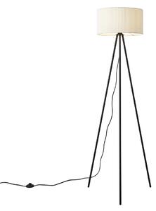 Moderní stojací lampa na trojnožce bílá se sametovým stínidlem - Luz