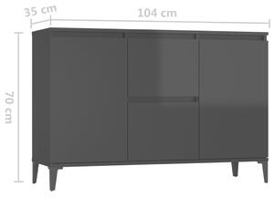 Příborník Brunati - MDF - 104x35x70 cm | černý s vysokým leskem