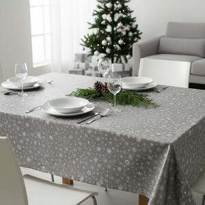 RexDeco Ubrus PVC s textilním podkladem 1096/2 vánoční, bílé vločky na stříbrné, š.140cm (metráž)