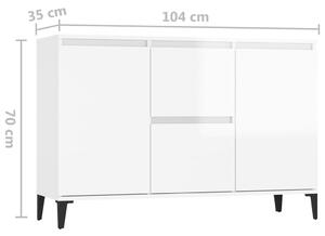 Příborník Brunati - MDF - 104x35x70 cm | bílý s vysokým leskem