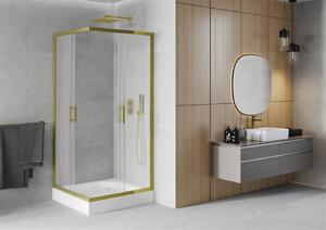MEXEN - Rio sprchový kout, rohový 90 x 90 cm, mléčné sklo, zlatá + vanička Rio, bílá - 860-090-090-50-30-4510
