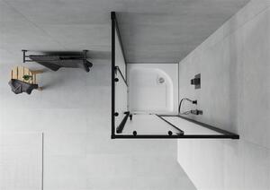 Mexen Rio, čtvercový sprchový kout s posuvnými dveřmi 70 (dveře) x 70 (dveře) x 190 cm, 5mm sklo námraza, černý profil + bílá sprchová vanička RIO, 860-070-070-70-30-4510