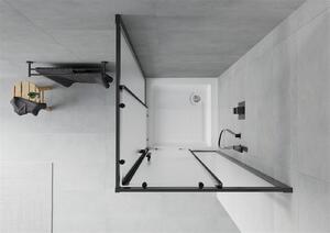 Mexen Rio, čtvercový sprchový kout 80(dveře)x80(dveře)x190 cm, 5mm sklo námraza, černý profil + bílá sprchová vanička RIO, 860-080-080-70-30-4510