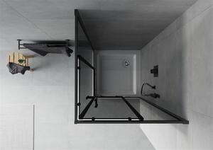 Mexen Rio, čtvercový sprchový kout 80(dveře)x80(dveře)x190 cm, 5mm šedé sklo, černý profil + bílá sprchová vanička RIO, 860-080-080-70-40-4510