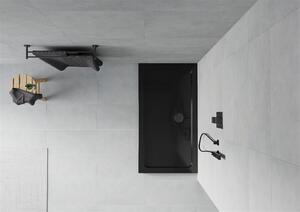 Mexen Flat, akrylátová sprchová vanička 120x70x5 cm SLIM, černá, černý sifon, 40707012B