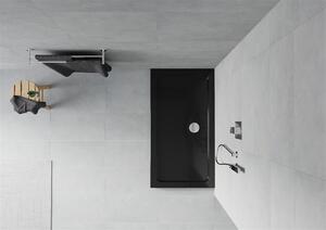 Mexen Flat, akrylátová sprchová vanička 120x70x5 cm SLIM, černá, chromový sifon, 40707012