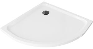 Mexen Flat, čtvrtkruhová akrylátová sprchová vanička 100x100x5 cm SLIM, bílá, černý sifon, 41101010B