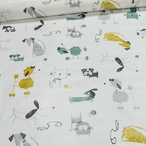 Ubrus PVC s textilním podkladem dětský 3M6/01, kočičky a pejsci, zelená, š.140cm (metráž)