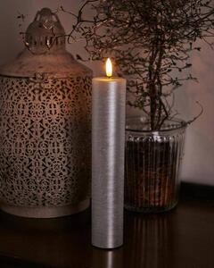 SIRIUS Vosková LED svíčka Sille, 25cm, stříbrná, prům. 5cm